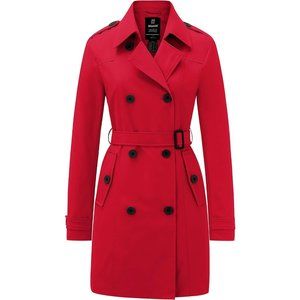 Wantdo Women's Waterproof Trench Coat Classic Lapel Outerwear Coat with Belt